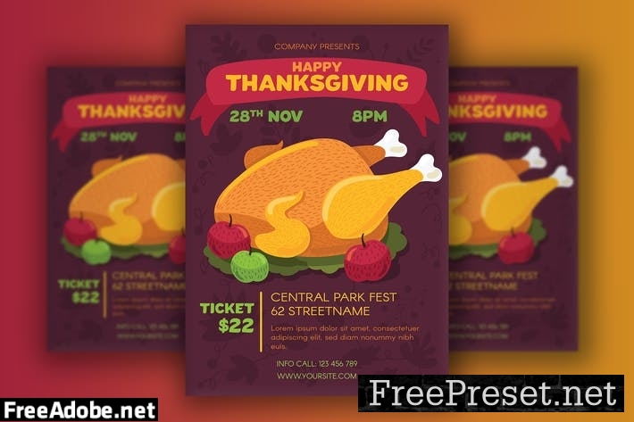 Thanksgiving Poster With Turkey AUNLUQP