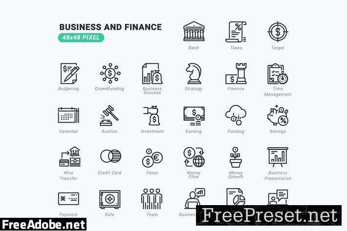 Thin Line Icons Set of Business and Finance DQHXGU8