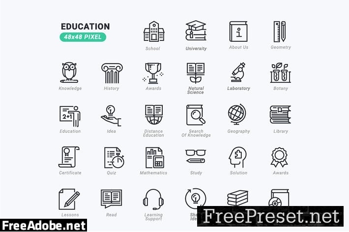 Thin Line Icons Set of Education MQ9UNMX