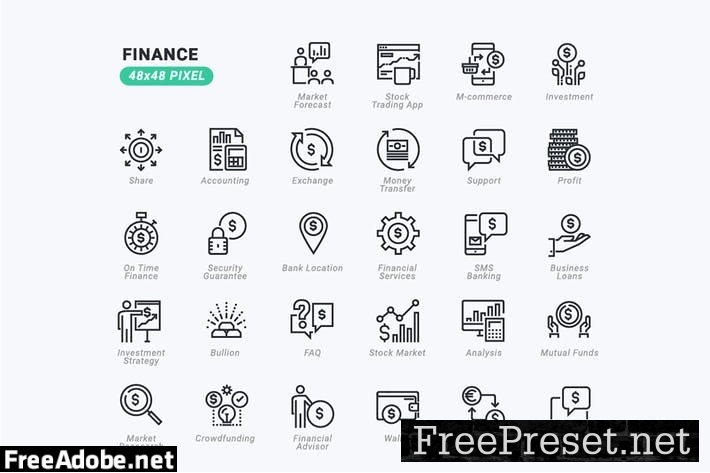 Thin Line Icons Set of Finance Y24FM47