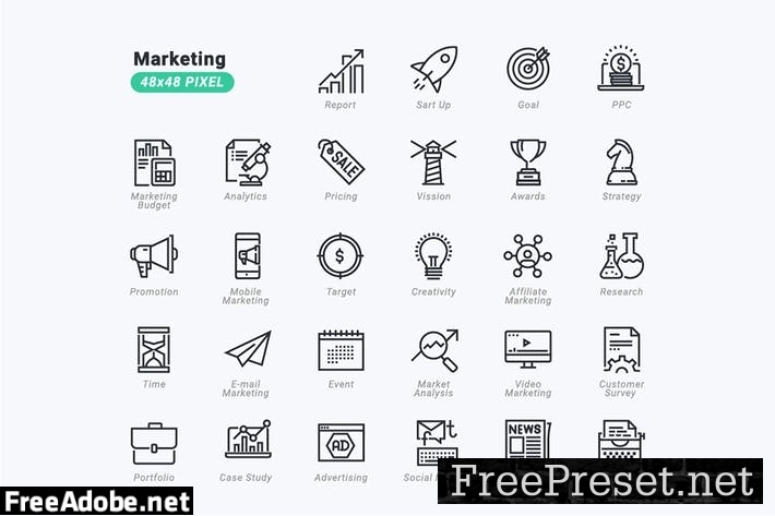 Thin Line Icons Set of Marketing 5ULCSSH