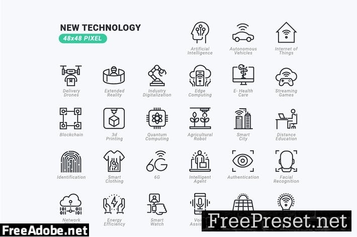 Thin Line Icons Set of New Technology TQXBQ8K