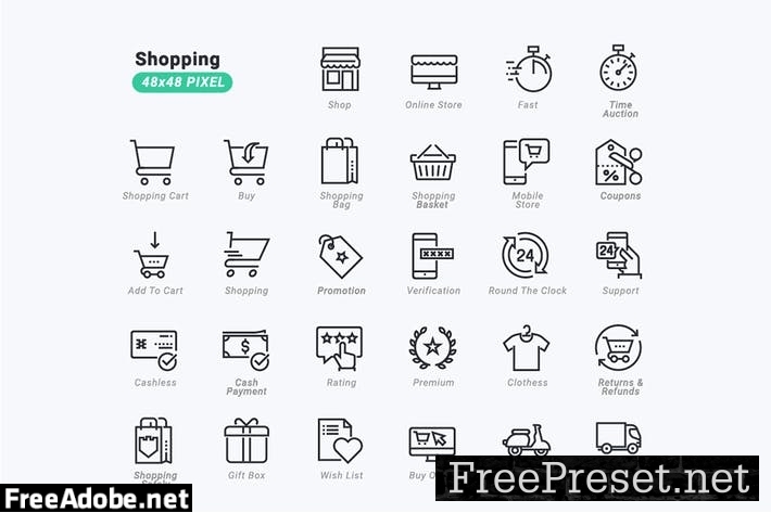 Thin Line Icons Set of Shopping 8L9996Y