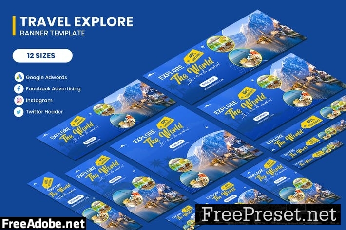 Travel Google Adwords Banner Template Z8HU7K5