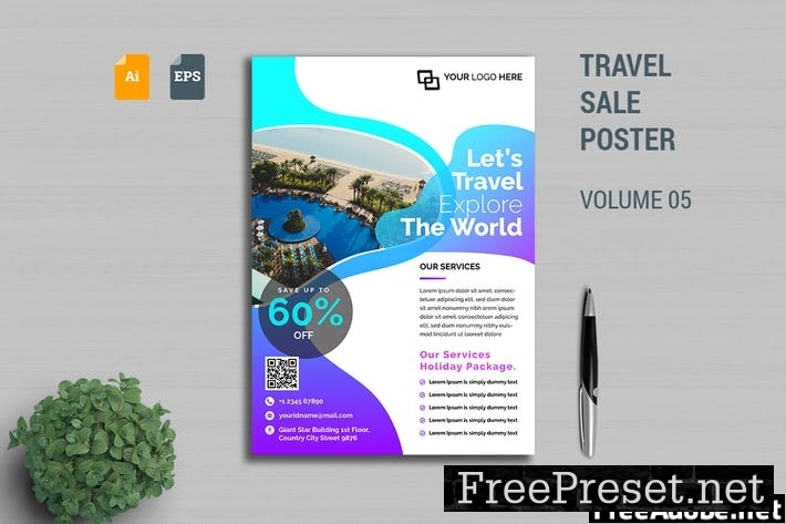 Travel Sale Poster Template Vol. 05 X8SV7ZY