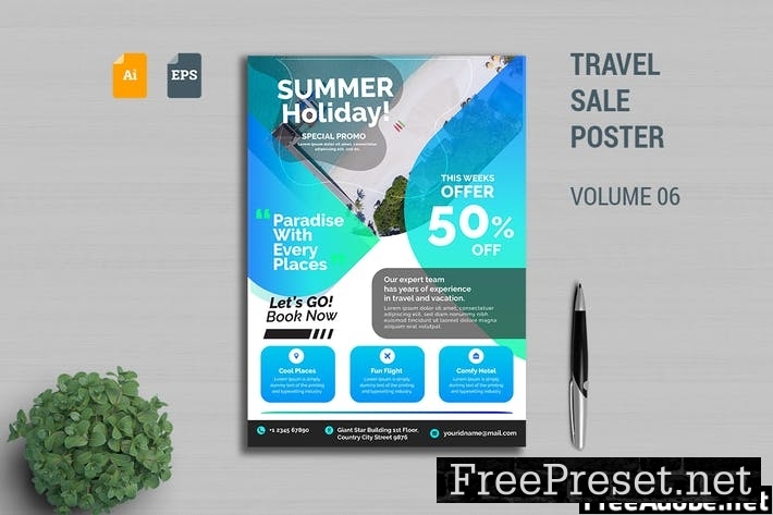 Travel Sale Poster Template Vol. 06 7676FSD