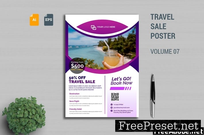 Travel Sale Poster Template Vol. 07 VYVK76K