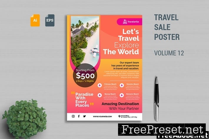 Travel Sale Poster Template Vol. 12 B8M6S5V