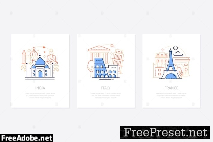 Traveling and sightseeing - line design banners 42MGX2C