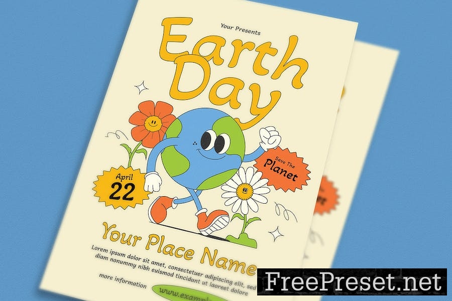 Trendy Cartoon Earth Day Event Flyer DY8J3H6