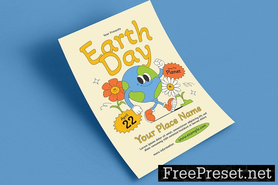 Trendy Cartoon Earth Day Event Flyer DY8J3H6