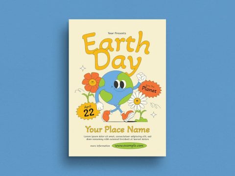 Trendy Cartoon Earth Day Event Flyer DY8J3H6