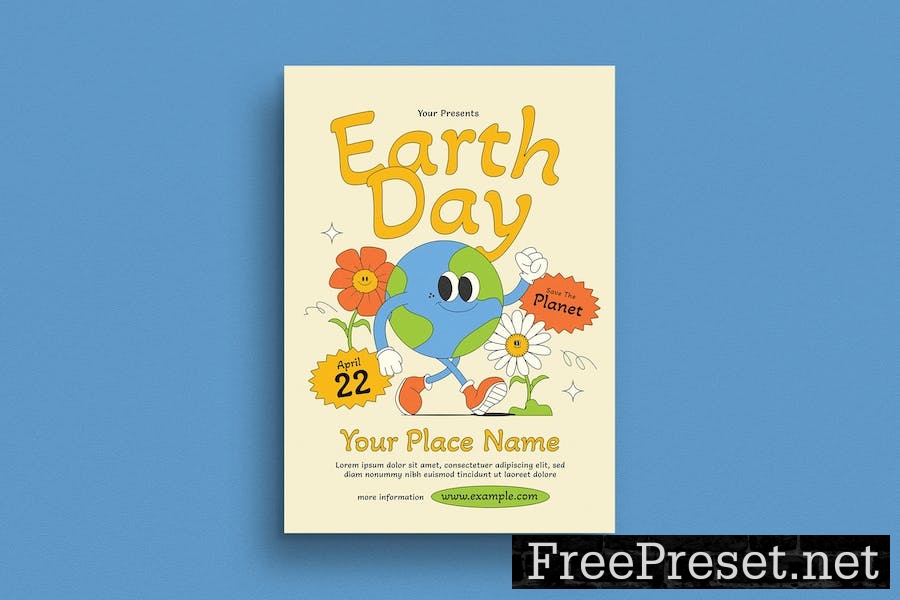 Trendy Cartoon Earth Day Event Flyer DY8J3H6