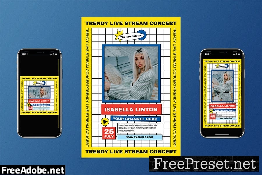 Trendy Live Stream Music Flyer Set