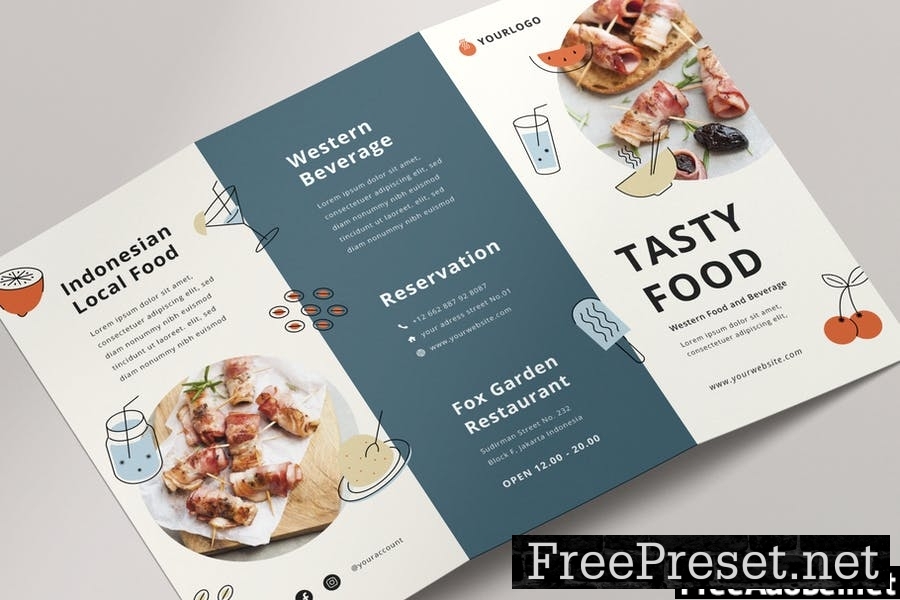 Trifold Brochure Vol.03 Tasty Food Menu Restaurant