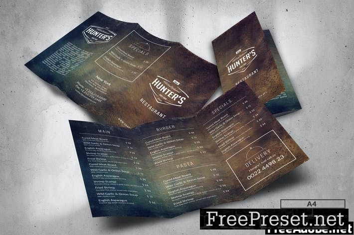 Trifold Food Menu Design A4 YE55CGH