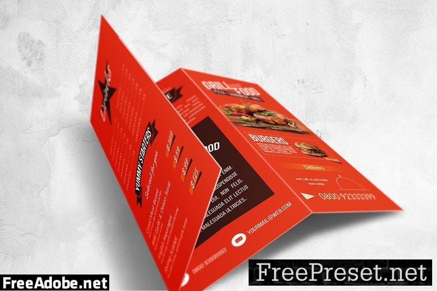 Trifold Food Menu Design A4