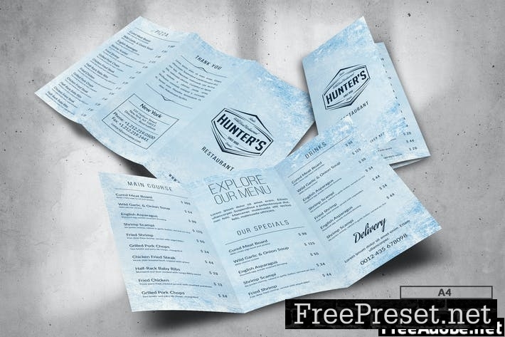 Trifold Food Menu Design A4 8TK7BVN