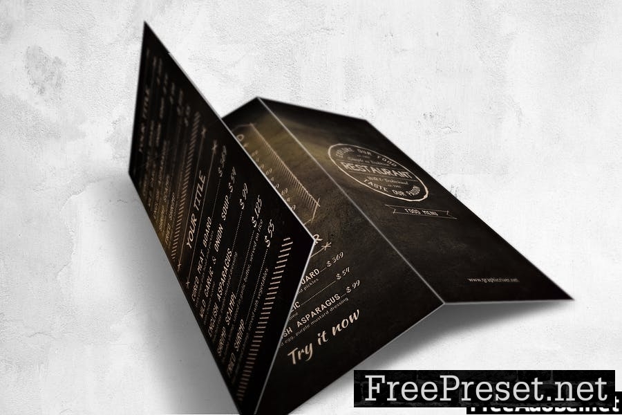 Trifold Food Menu Design A4