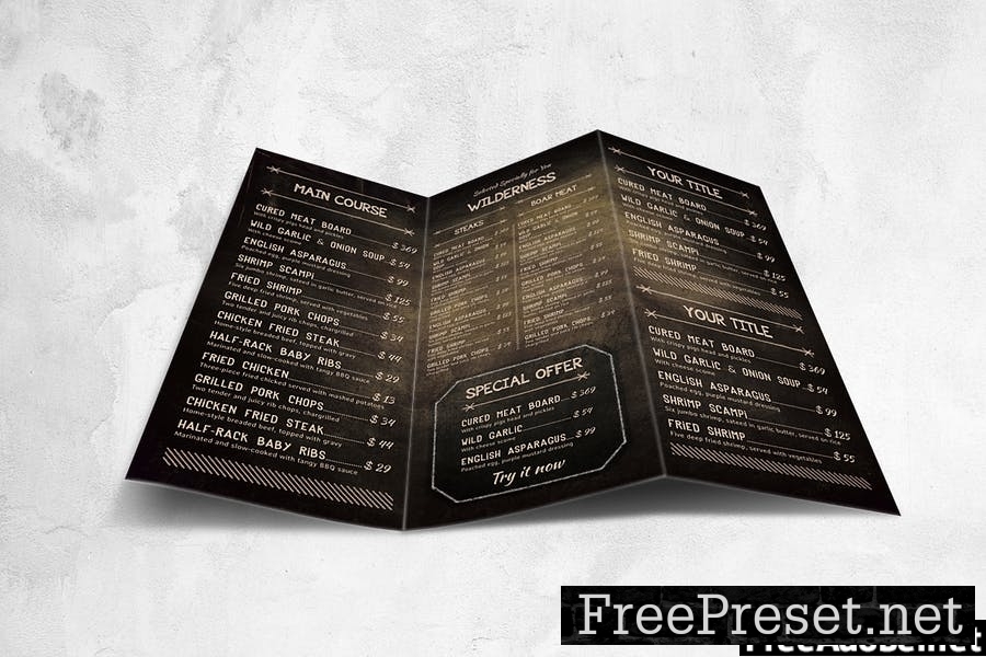 Trifold Food Menu Design A4