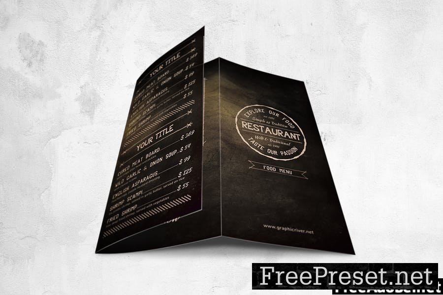 Trifold Food Menu Design A4