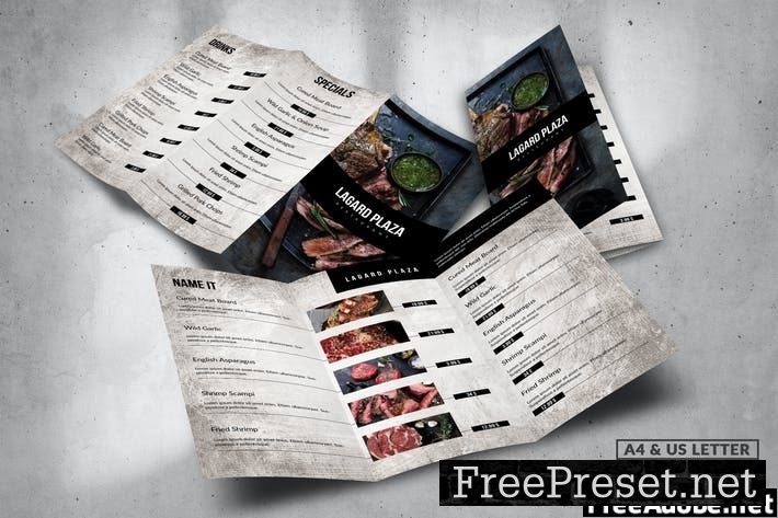 Trifold Food Menu Design A4 & US Letter GCLU47X