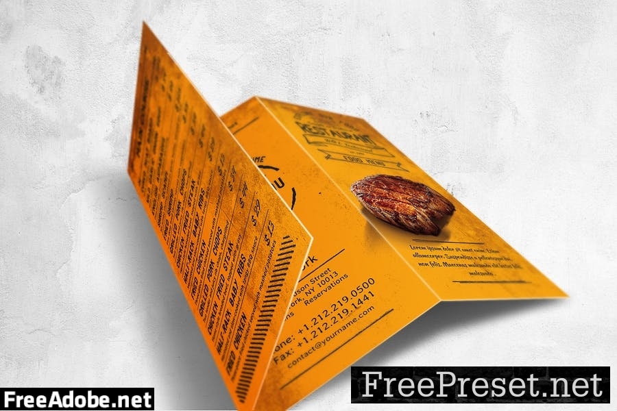 Trifold Vintage Food Menu Design A4 & US Letter NQ3JTFQ