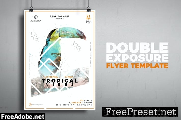 Tropical Double Exposure Poster 9QHJ6L