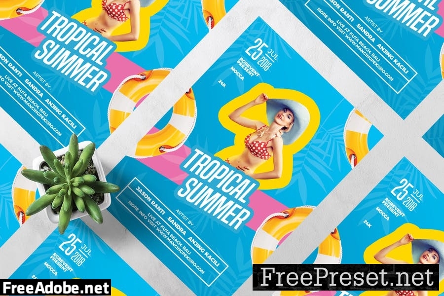 Tropical Summer DJ Party Flyer Template CUKFSW7