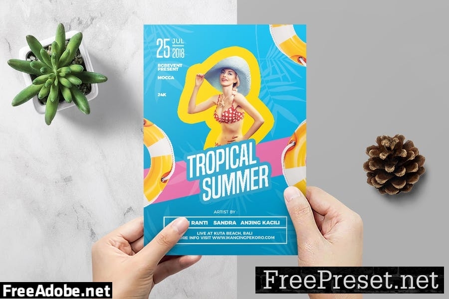 Tropical Summer DJ Party Flyer Template CUKFSW7