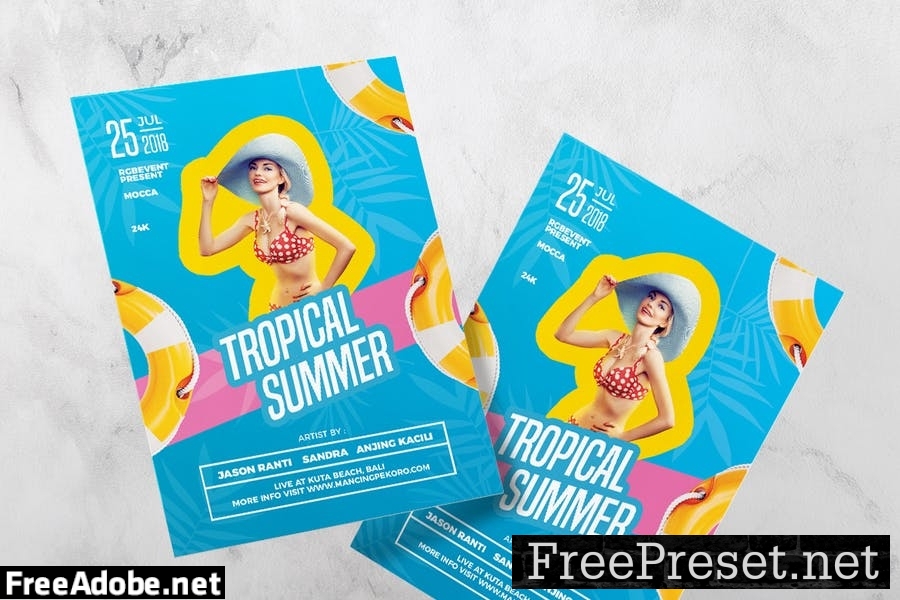 Tropical Summer DJ Party Flyer Template CUKFSW7