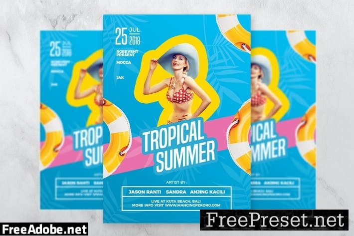 Tropical Summer DJ Party Flyer Template CUKFSW7