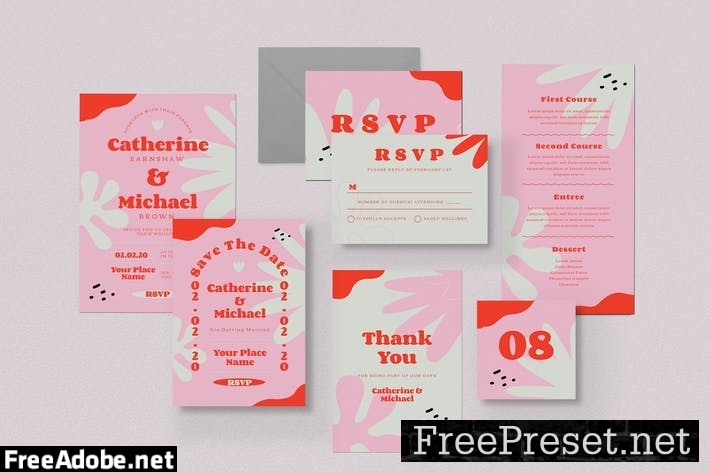 Tropical summer wedding invitation set AP5PNGS