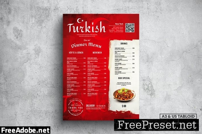 Turkish Cuisine Poster Food Menu - A3 & US Tabloid YSWJDUK