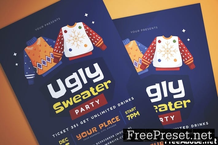 Ugly Sweater Party Template LAL5DWG