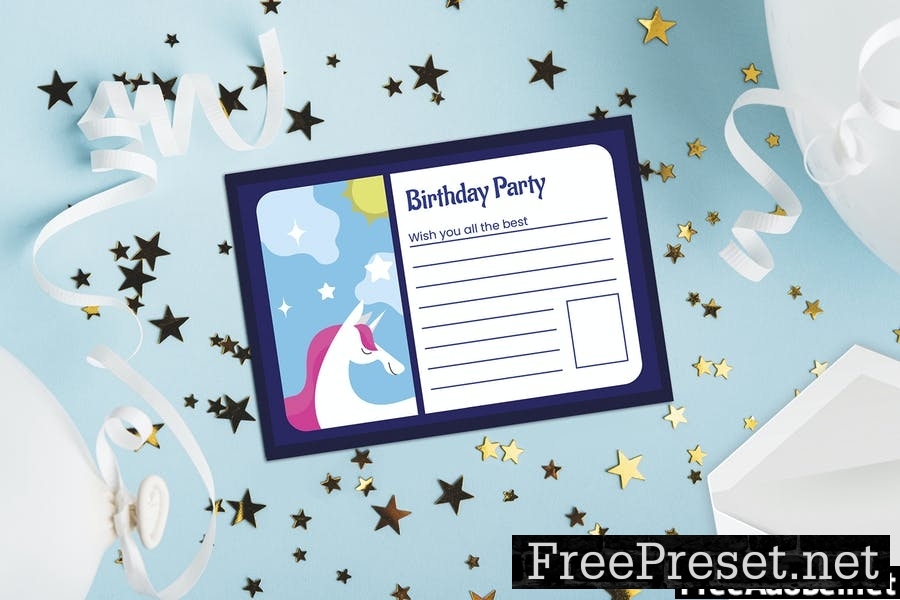 Unicorn - Kids Birthday Invitation