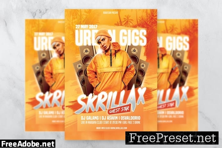 Urban DJ Party Hiphop Flyer Template UULKVD3