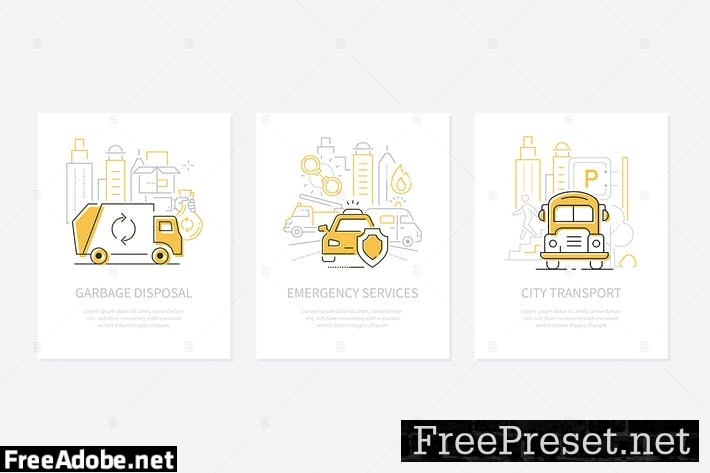 Urban transport - line design style banners set 7Q3PXUK