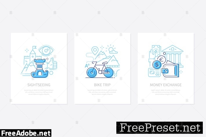 Vacation and traveling - line design style banners GEKPQQ5