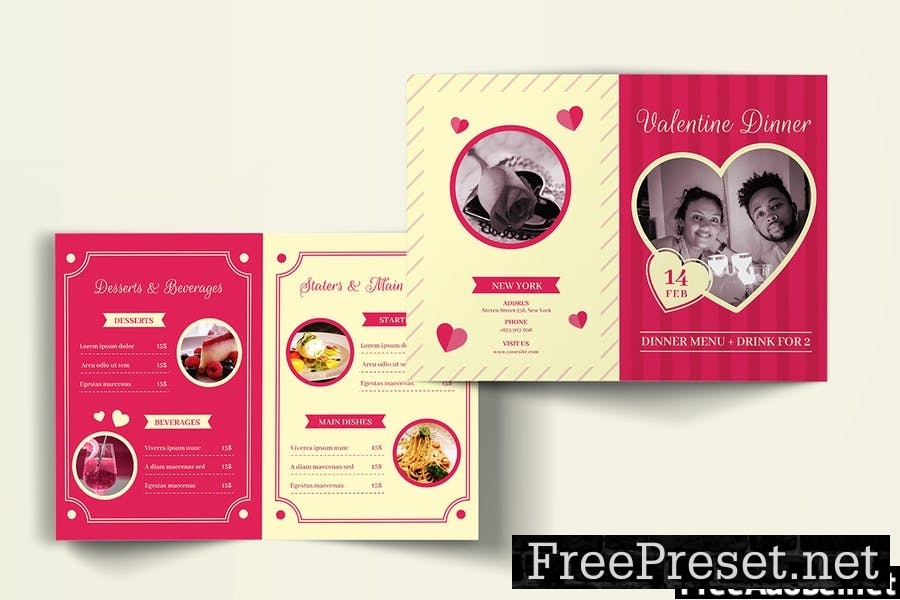 Valentine Dinner Bifold Brochure