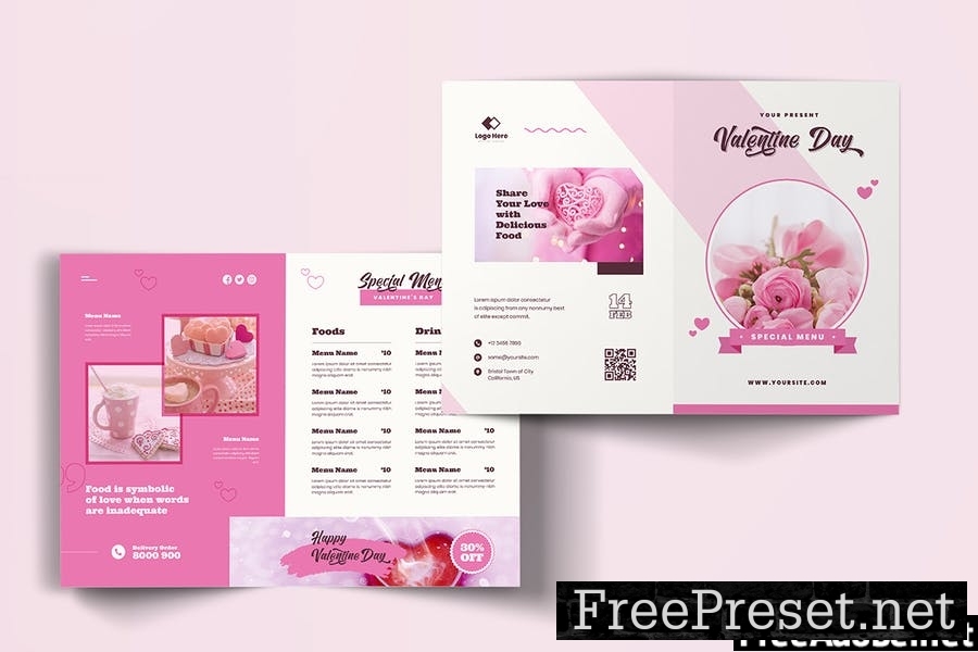 Valentine Menu Bifold Brochure