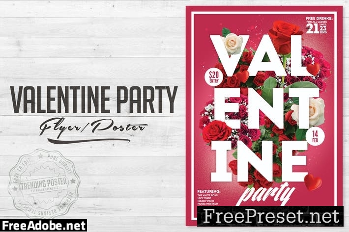 Valentine Party Flyer Poster PLWU3E