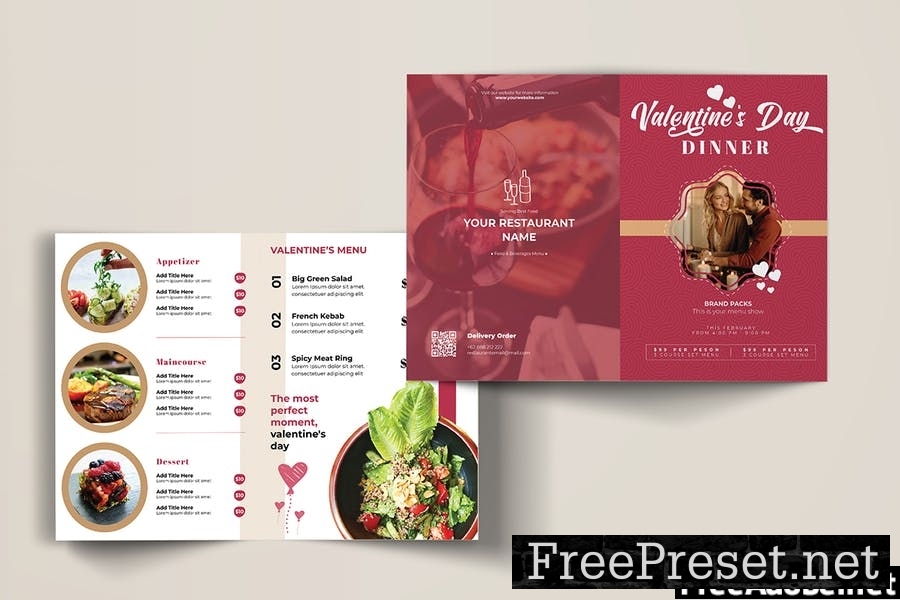 Valentines Day Dinner Bifold Brochure MRASVWT