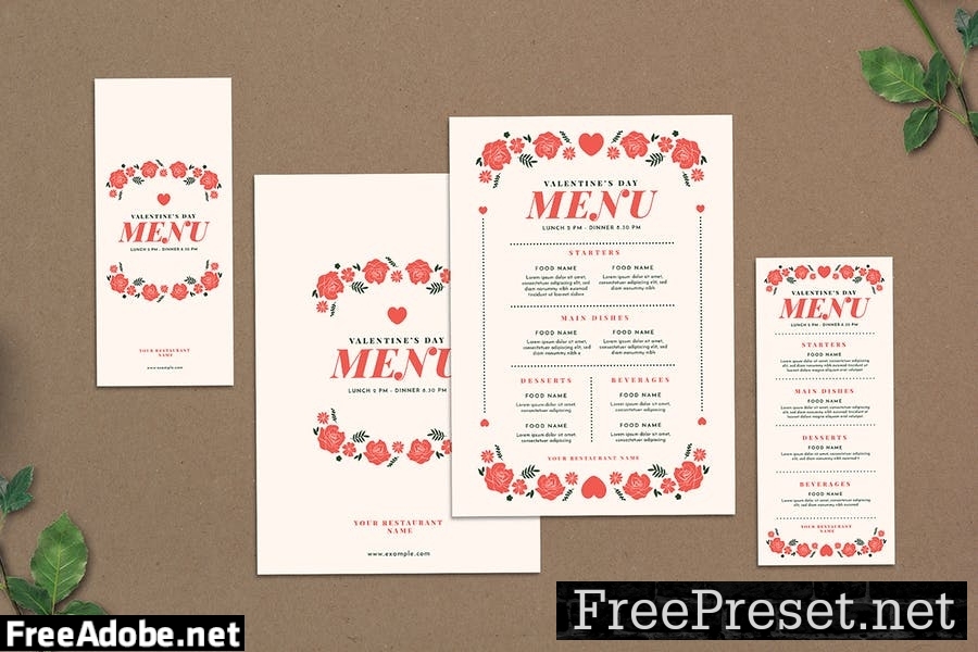 Valentine's Diner Menu