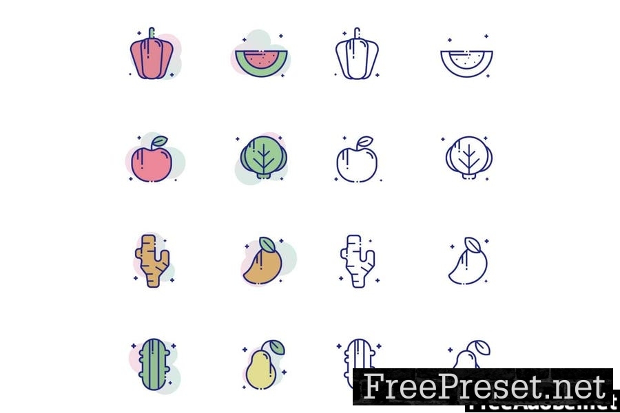 Vegetables and Fruits Icon Pack