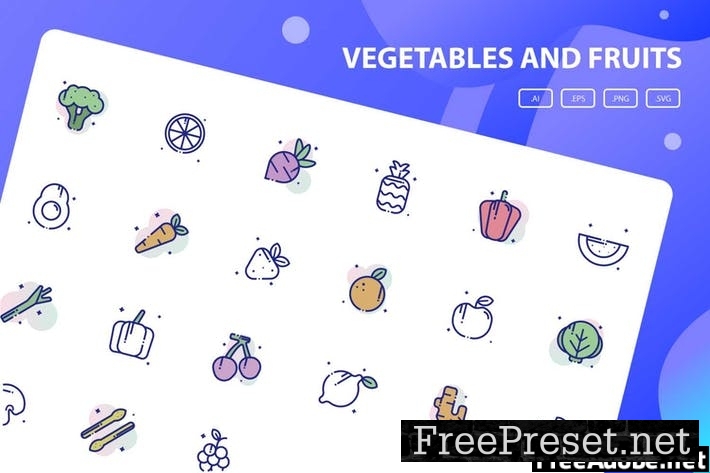 Vegetables and Fruits Icon Pack 9BALCXS