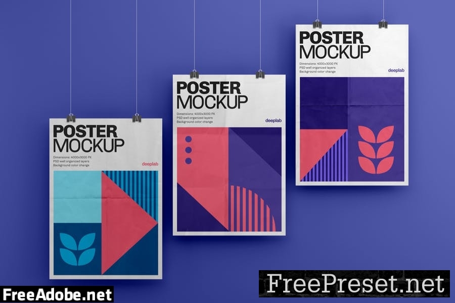 Vertical Poster Mockup Set K8A2FP2