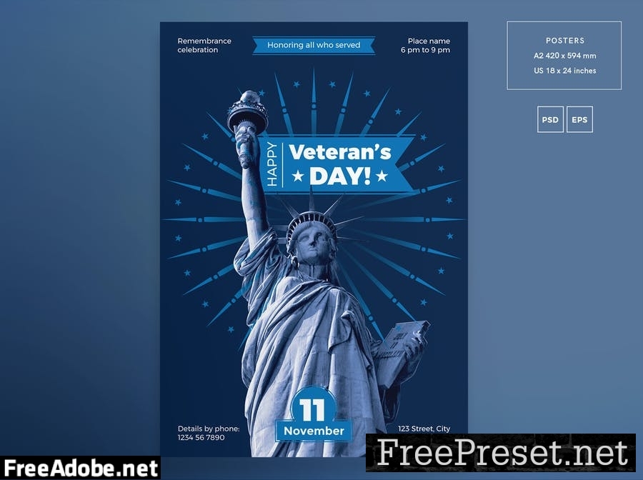 Veterans Day Flyer and Poster Template 34HQ7Y