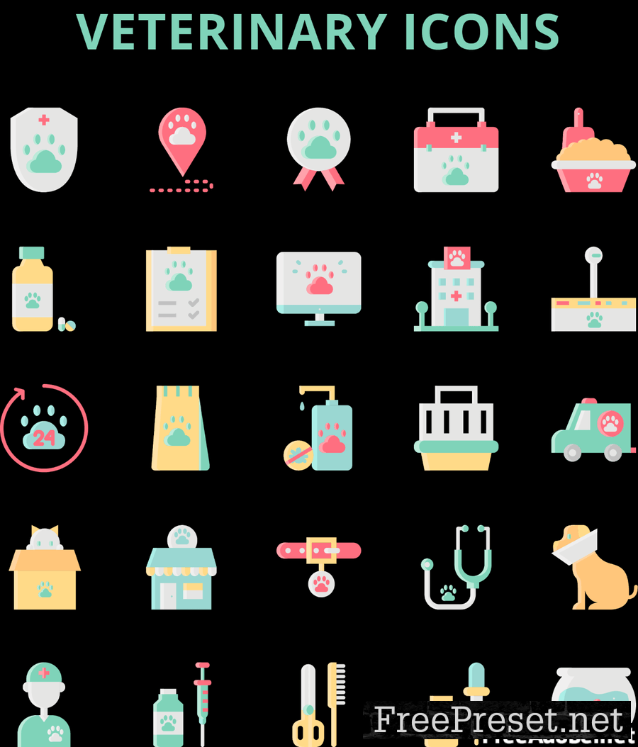 Veterinary Icons Set