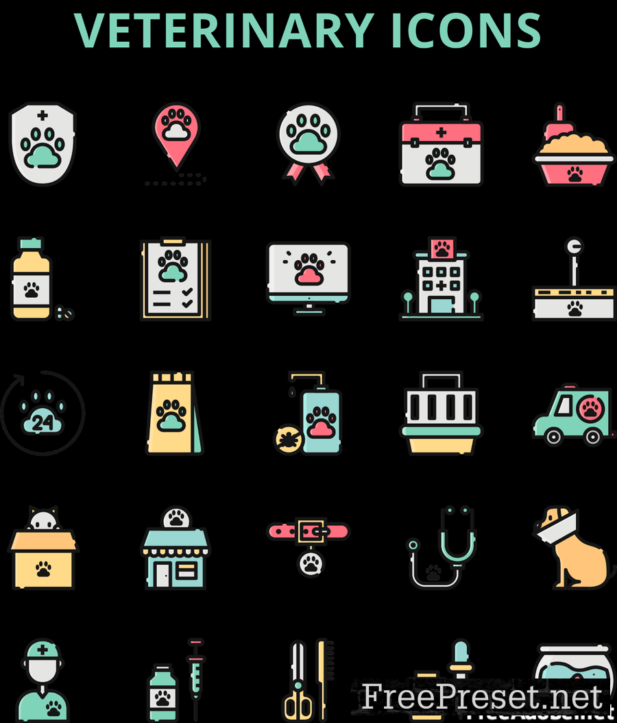 Veterinary Icons Set